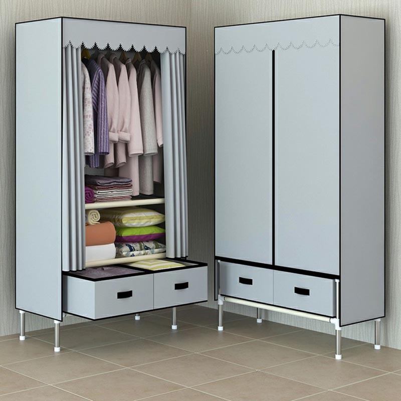 Modern Armoire Bedroom Small Wardrobe Armoire with 2 Drawers