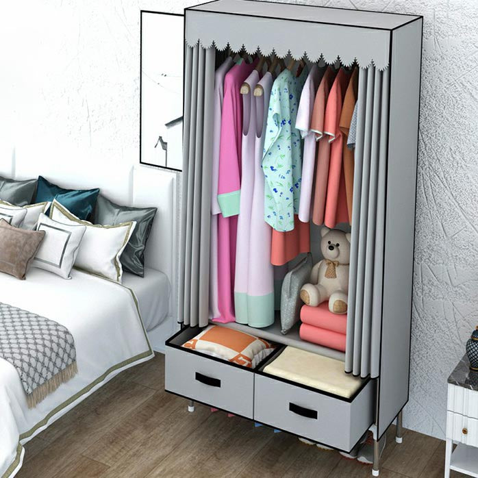 Modern Armoire Bedroom Small Wardrobe Armoire with 2 Drawers