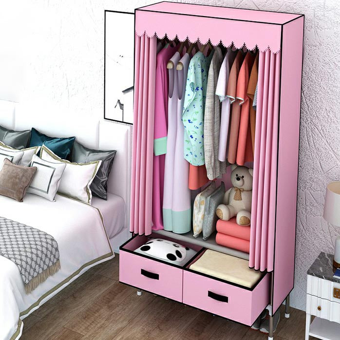 Modern Armoire Bedroom Small Wardrobe Armoire with 2 Drawers