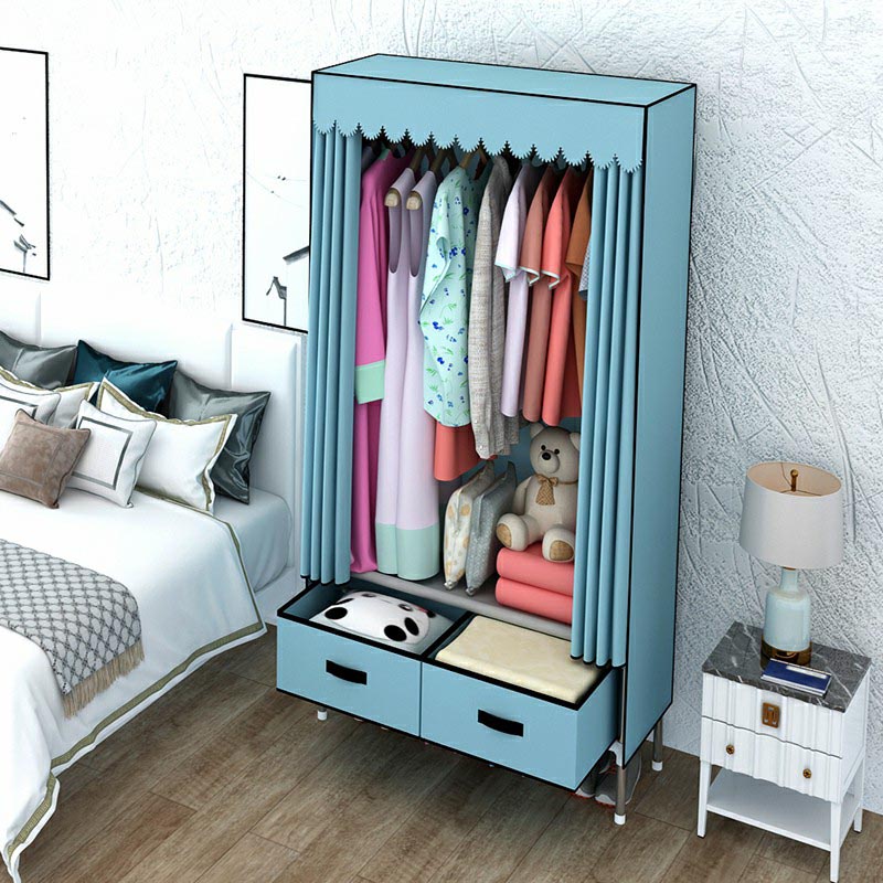 Modern Armoire Bedroom Small Wardrobe Armoire with 2 Drawers