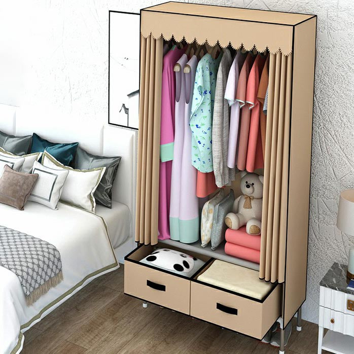 Modern Armoire Bedroom Small Wardrobe Armoire with 2 Drawers