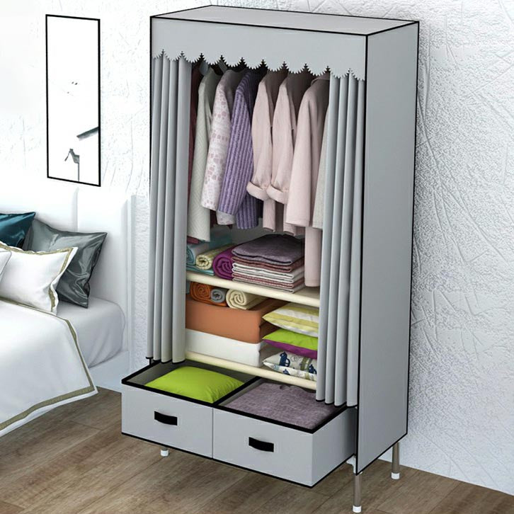 Modern Armoire Bedroom Small Wardrobe Armoire with 2 Drawers