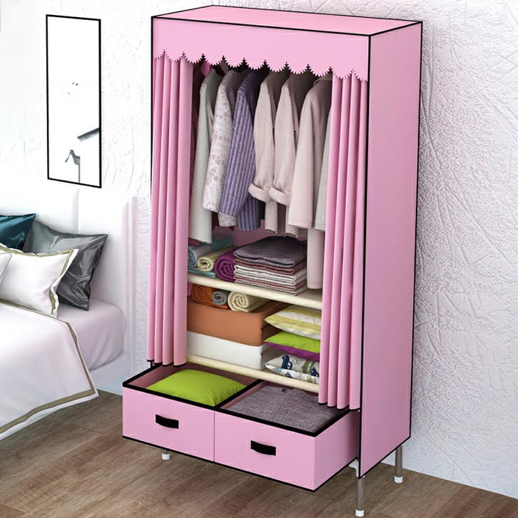 Modern Armoire Bedroom Small Wardrobe Armoire with 2 Drawers