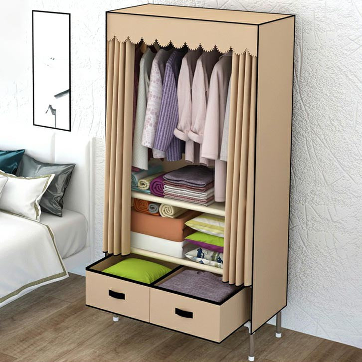 Modern Armoire Bedroom Small Wardrobe Armoire with 2 Drawers