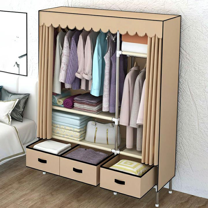 Modern Armoire Bedroom Small Wardrobe Armoire with 2 Drawers