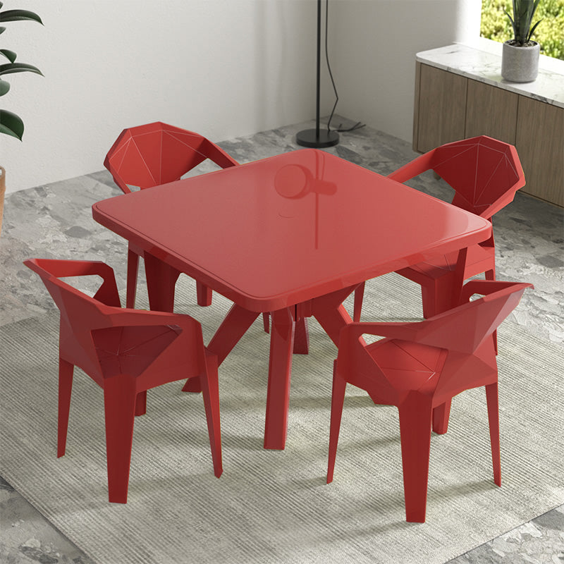 Square Acrylic Patio Dining Table 1/5 PCS Dining Set with Stackable Chairs for Outdoors