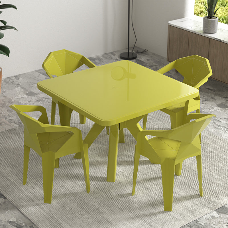Square Acrylic Patio Dining Table 1/5 PCS Dining Set with Stackable Chairs for Outdoors