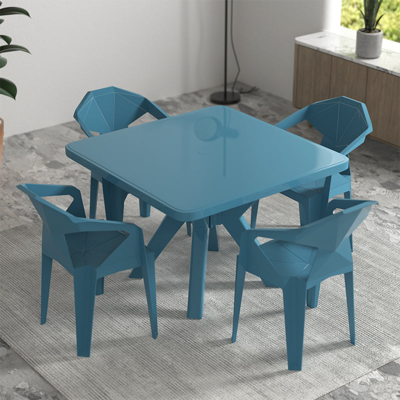 Square Acrylic Patio Dining Table 1/5 PCS Dining Set with Stackable Chairs for Outdoors