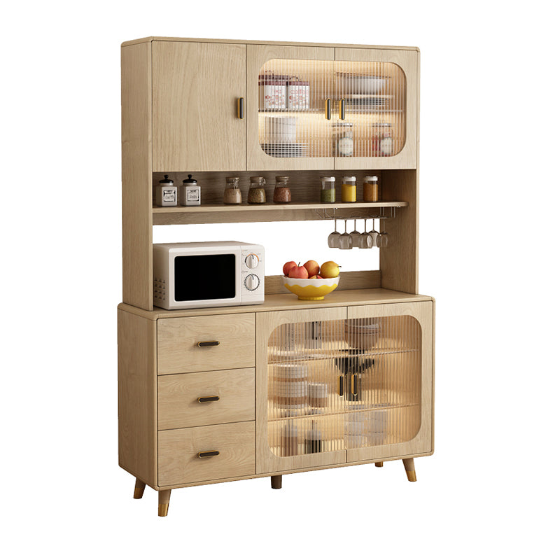 Contemporary Sideboard Cabinet Engineered Wood Sideboard with Lighting for Dining Room