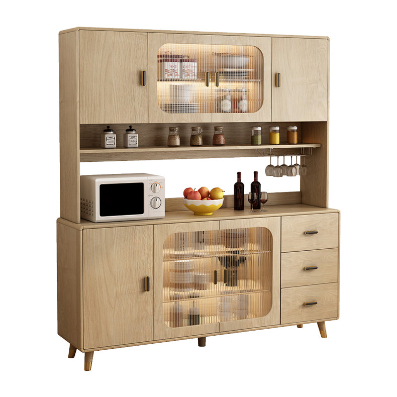 Contemporary Sideboard Cabinet Engineered Wood Sideboard with Lighting for Dining Room