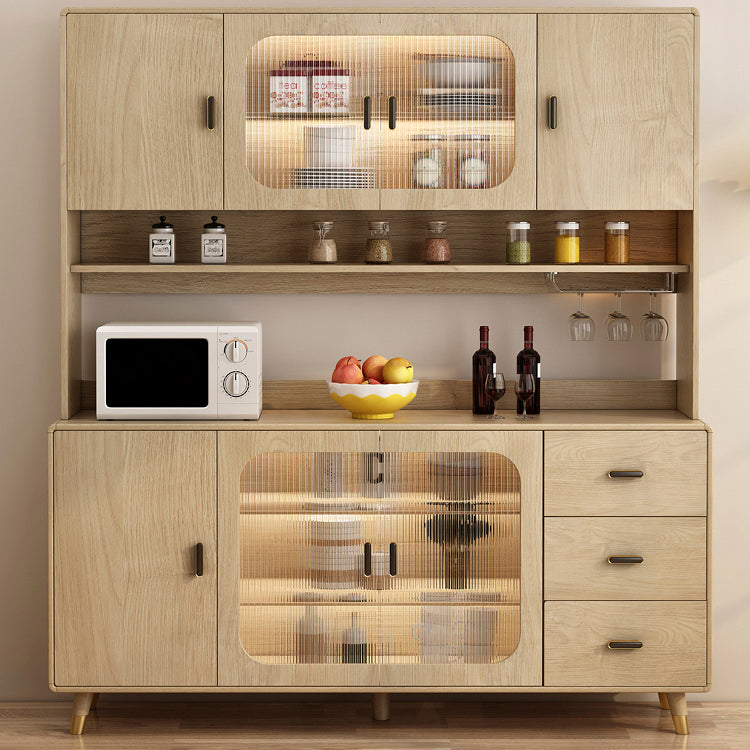 Contemporary Sideboard Cabinet Engineered Wood Sideboard with Lighting for Dining Room