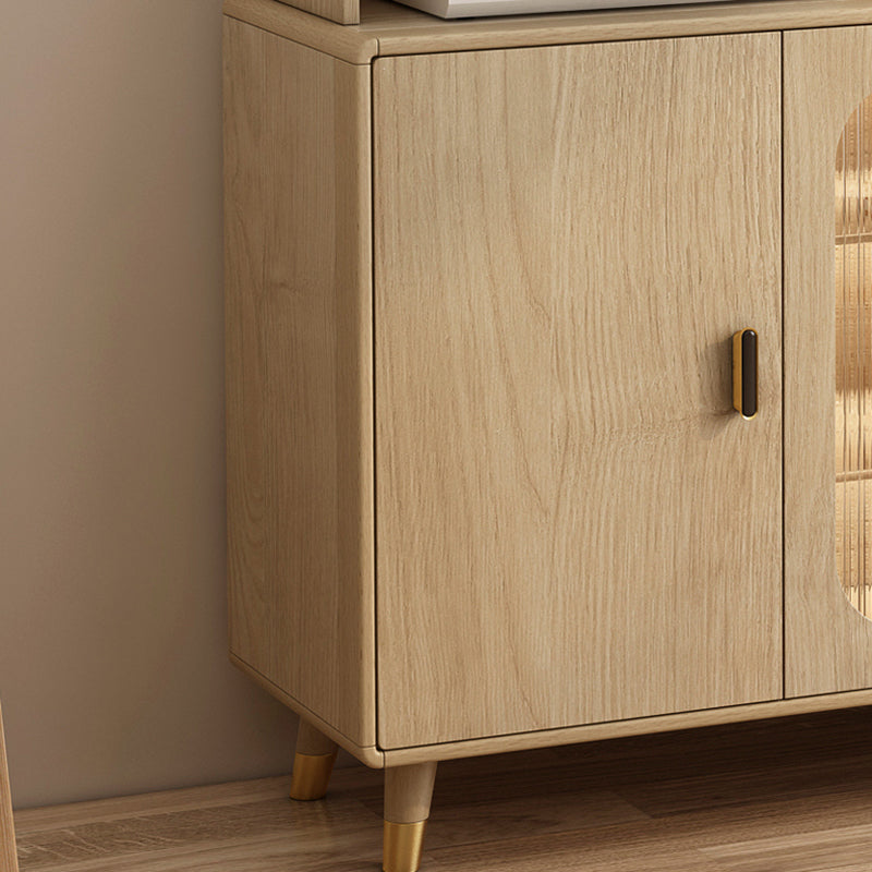 Contemporary Sideboard Cabinet Engineered Wood Sideboard with Lighting for Dining Room