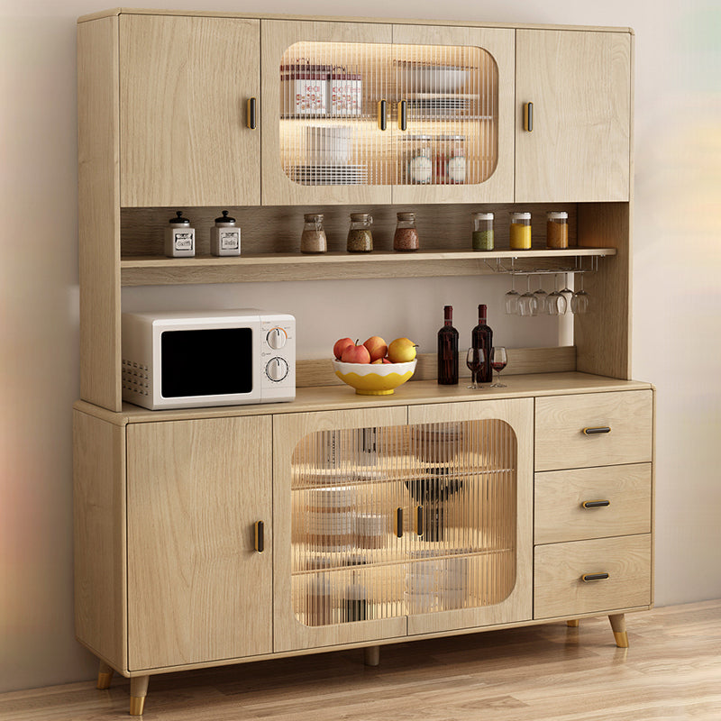 Contemporary Sideboard Cabinet Engineered Wood Sideboard with Lighting for Dining Room