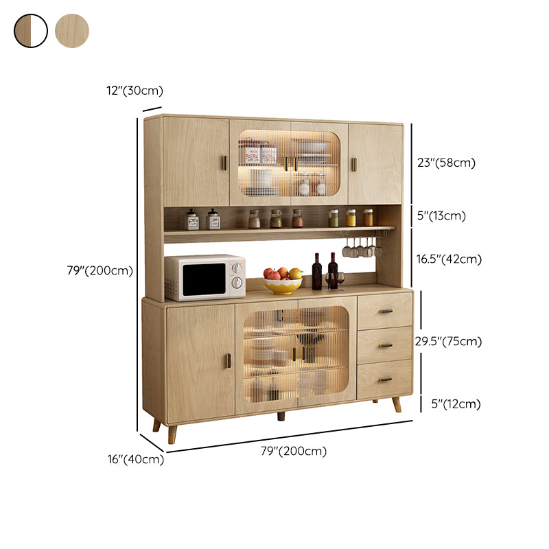 Contemporary Sideboard Cabinet Engineered Wood Sideboard with Lighting for Dining Room