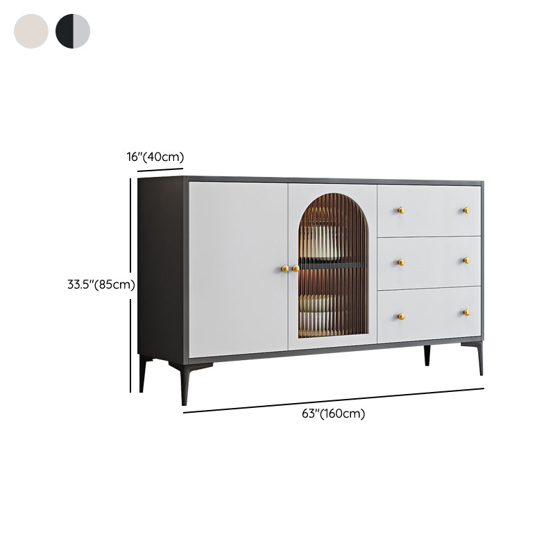 Modern Sideboard Cabinet Faux Wood Sideboard Table with Doors for Dining Room