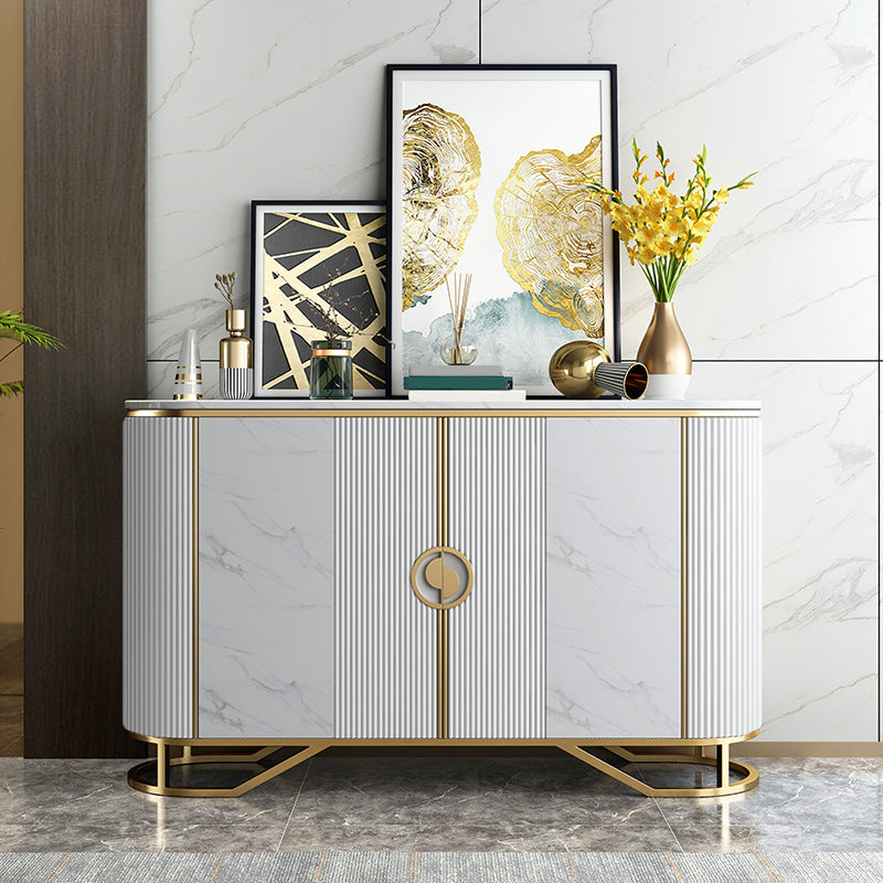 Glam Sideboard Cabinet Marble Sideboard Table with Doors for Kitchen