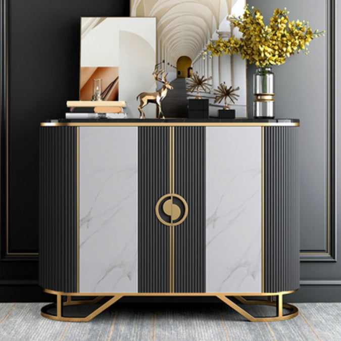 Glam Sideboard Cabinet Marble Sideboard Table with Doors for Kitchen