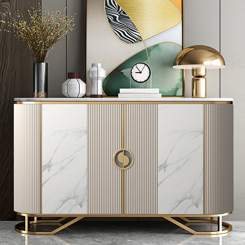 Glam Sideboard Cabinet Marble Sideboard Table with Doors for Kitchen