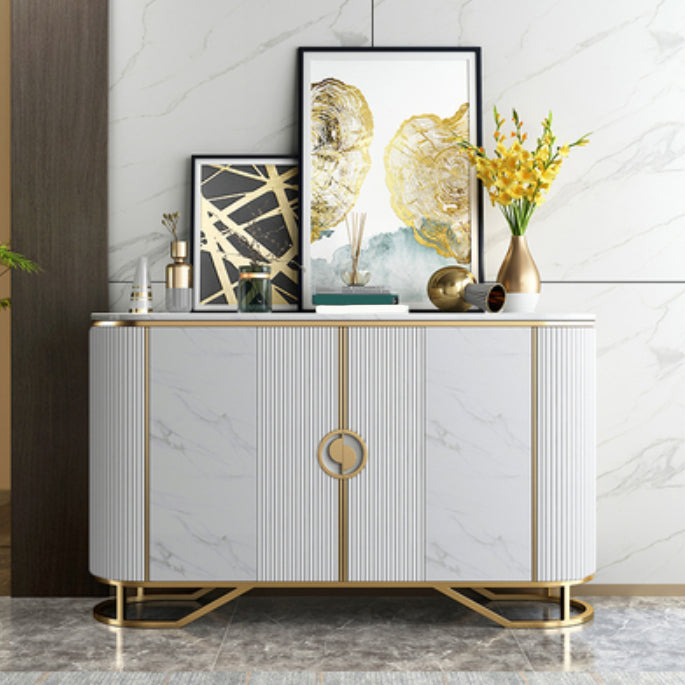 Glam Sideboard Cabinet Marble Sideboard Table with Doors for Kitchen