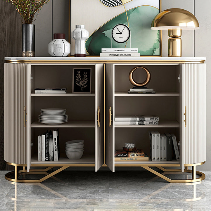 Glam Sideboard Cabinet Marble Sideboard Table with Doors for Kitchen