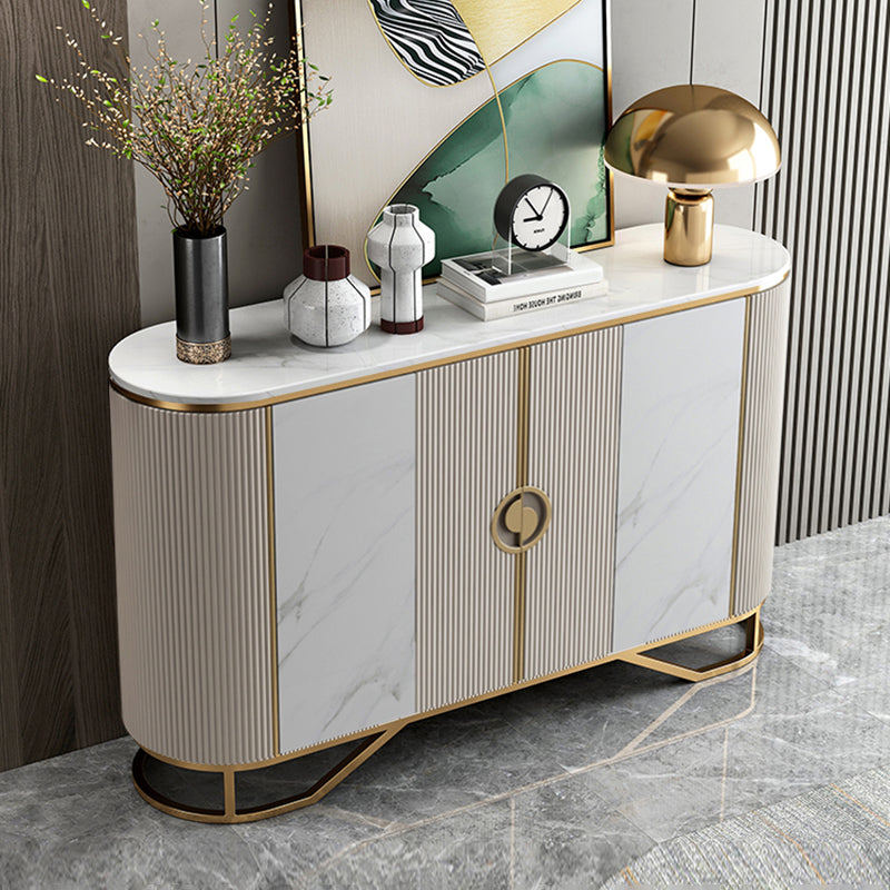 Glam Sideboard Cabinet Marble Sideboard Table with Doors for Kitchen