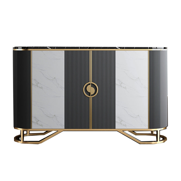 Glam Sideboard Cabinet Marble Sideboard Table with Doors for Kitchen