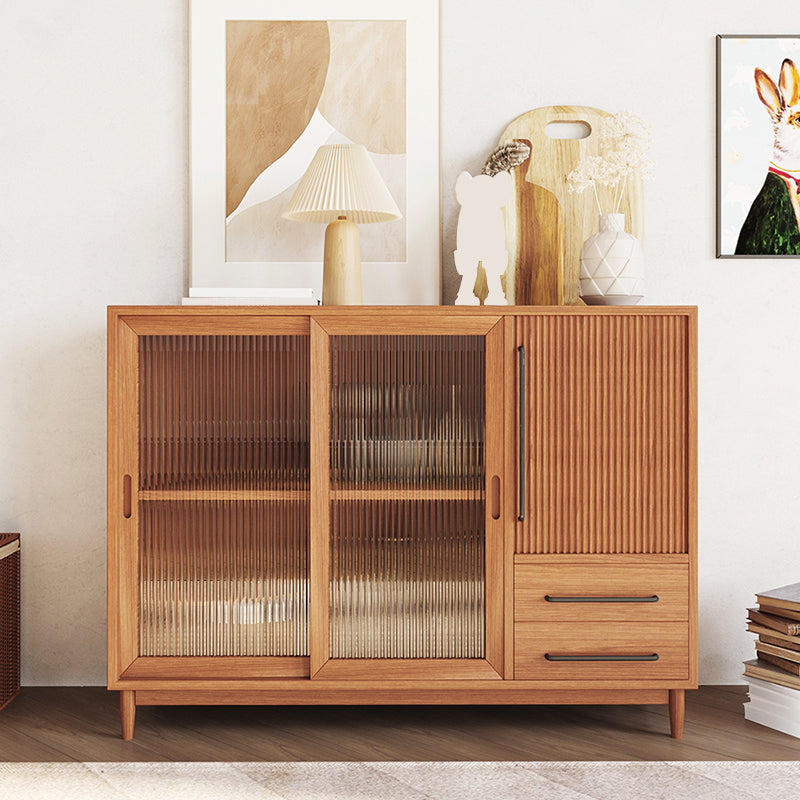 Glam Sideboard Cabinet Pine Sideboard Table with Legs for Kitchen