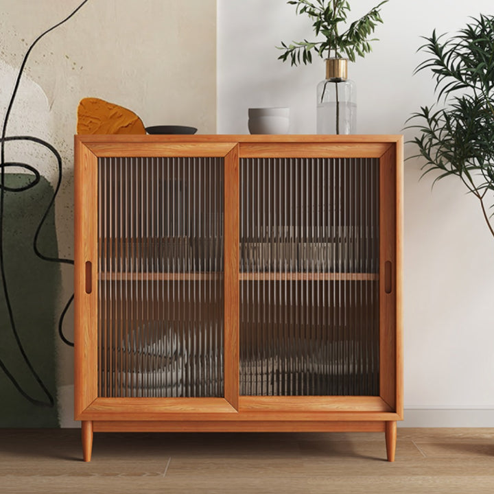 Glam Sideboard Cabinet Pine Sideboard Table with Legs for Kitchen