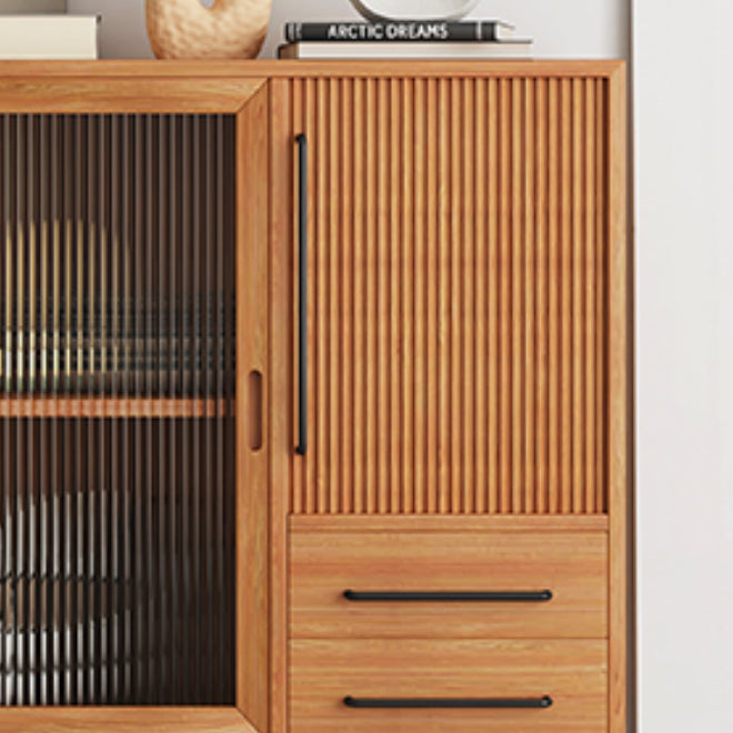 Glam Sideboard Cabinet Pine Sideboard Table with Legs for Kitchen