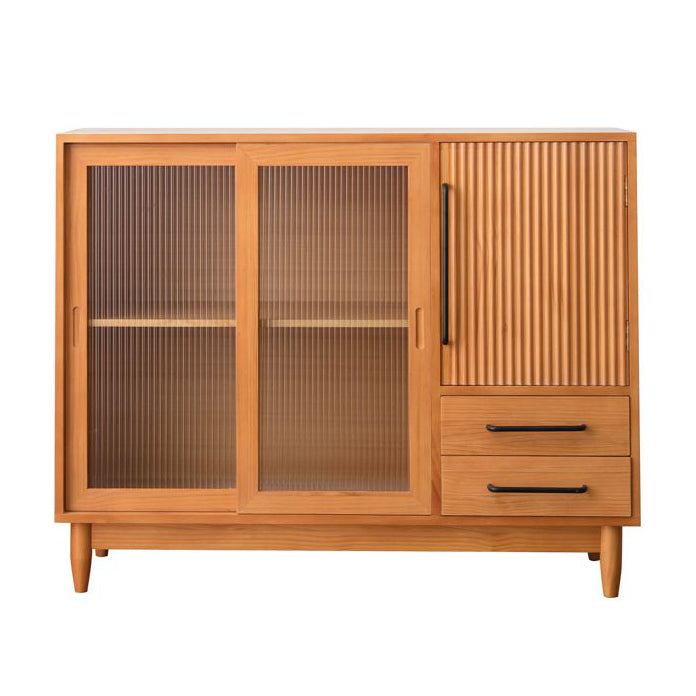 Glam Sideboard Cabinet Pine Sideboard Table with Legs for Kitchen