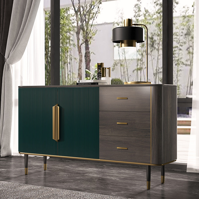 Contemporary Buffet Table Faux Wood Sideboard Table with Legs for Kitchen