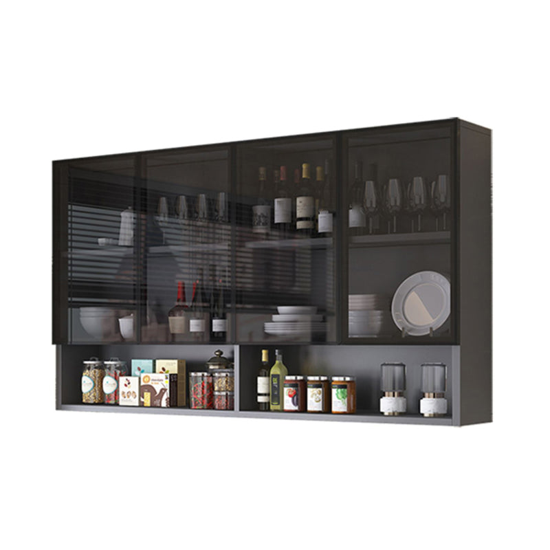 Modern Display Stand Wall Mounted Faux Wood Storage Cabinet for Dining Room