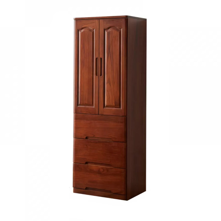 Solid Wood Kid's Wardrobe Matte Wardrobe Armoire with Lower Storage Drawers