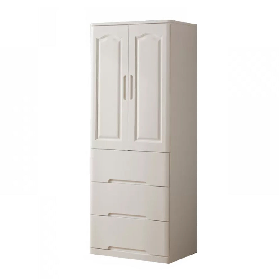 Solid Wood Kid's Wardrobe Matte Wardrobe Armoire with Lower Storage Drawers