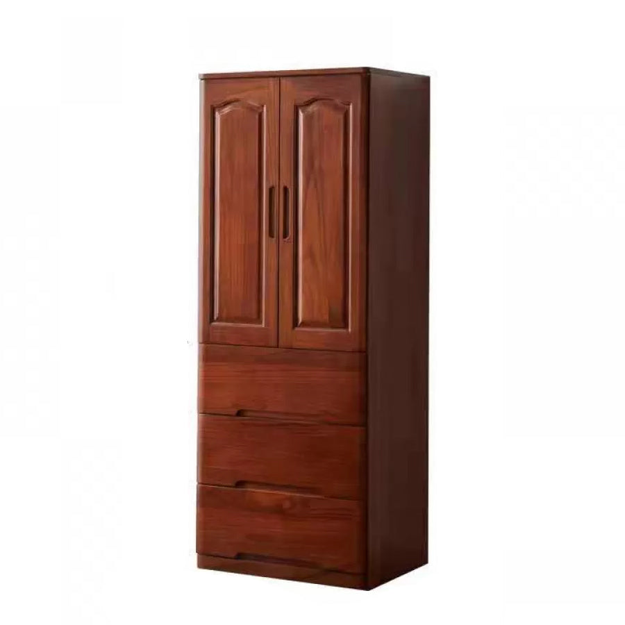 Solid Wood Kid's Wardrobe Matte Wardrobe Armoire with Lower Storage Drawers