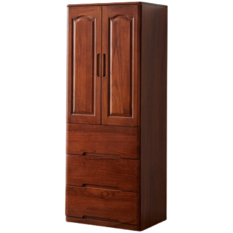 Solid Wood Kid's Wardrobe Matte Wardrobe Armoire with Lower Storage Drawers