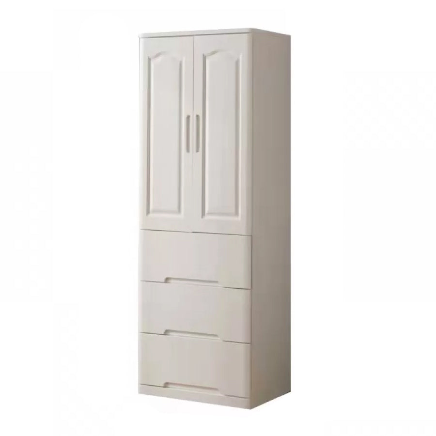 Solid Wood Kid's Wardrobe Matte Wardrobe Armoire with Lower Storage Drawers