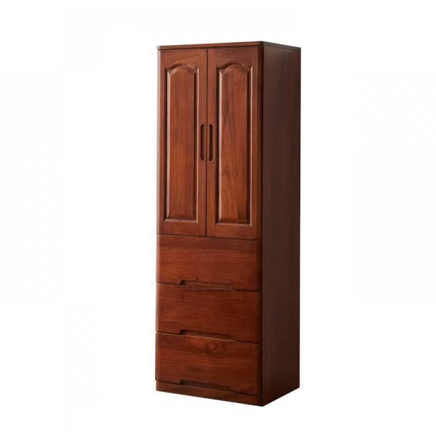 Solid Wood Kid's Wardrobe Matte Wardrobe Armoire with Lower Storage Drawers