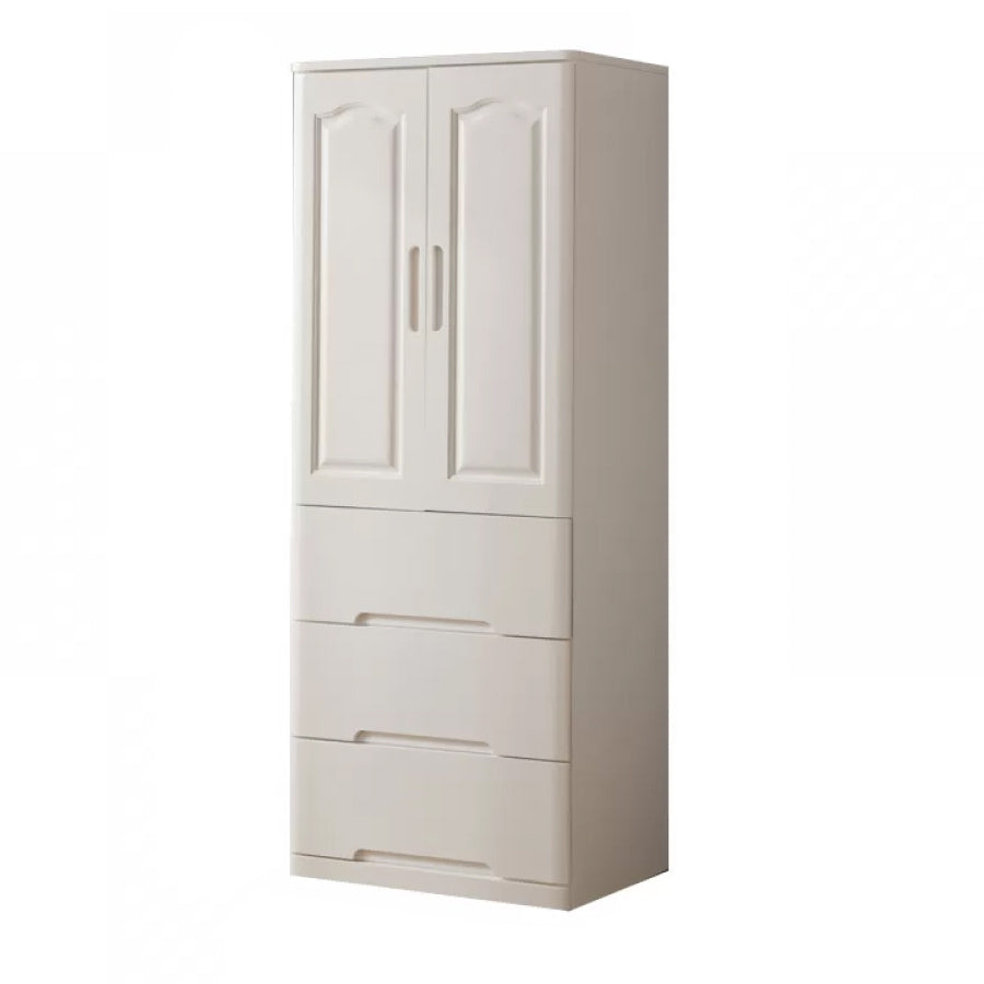 Solid Wood Kid's Wardrobe Matte Wardrobe Armoire with Lower Storage Drawers