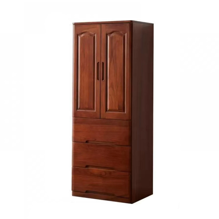 Solid Wood Kid's Wardrobe Matte Wardrobe Armoire with Lower Storage Drawers