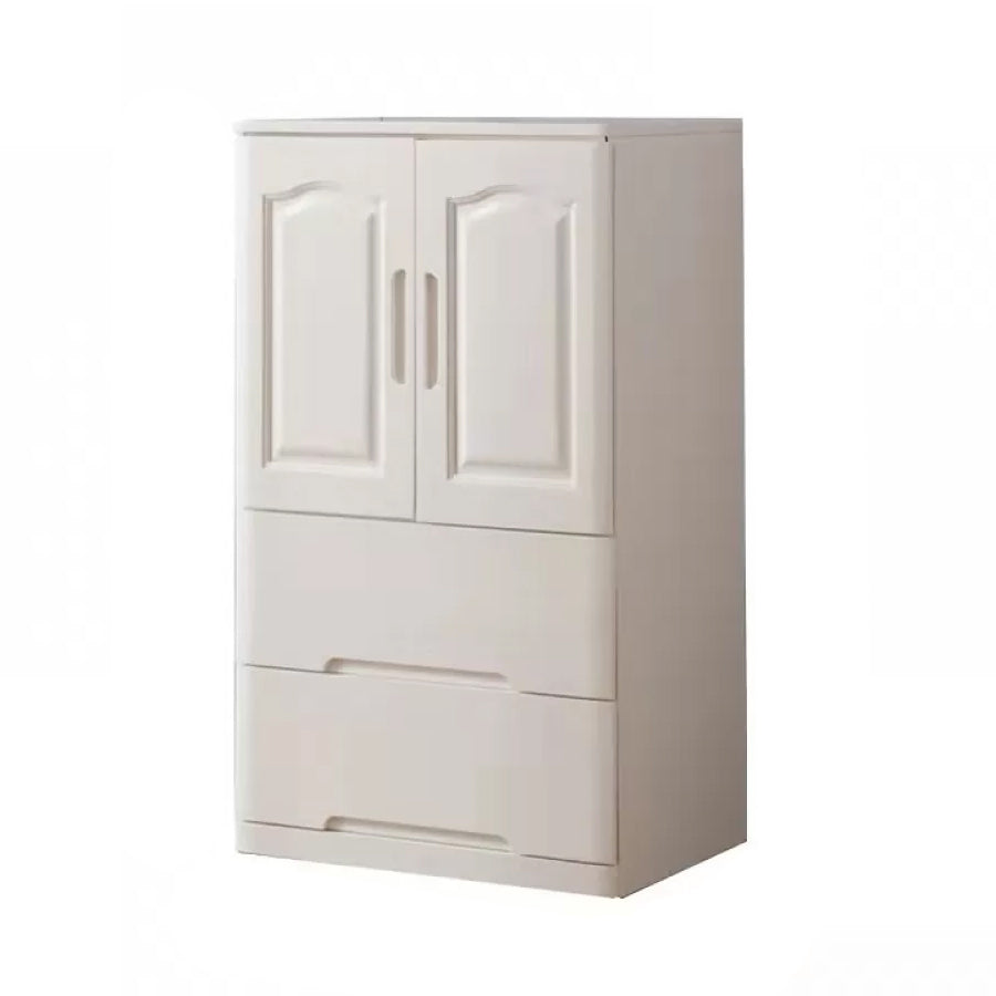 Solid Wood Kid's Wardrobe Matte Wardrobe Armoire with Lower Storage Drawers