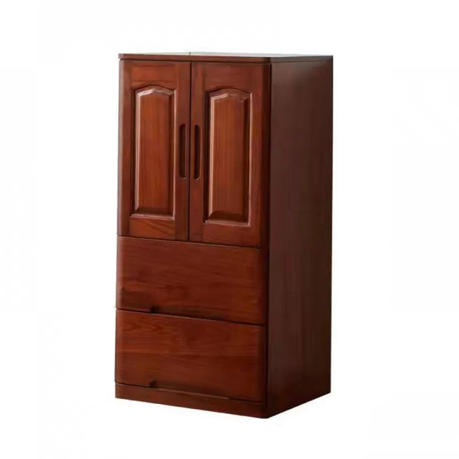 Solid Wood Kid's Wardrobe Matte Wardrobe Armoire with Lower Storage Drawers