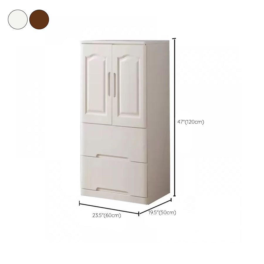 Solid Wood Kid's Wardrobe Matte Wardrobe Armoire with Lower Storage Drawers