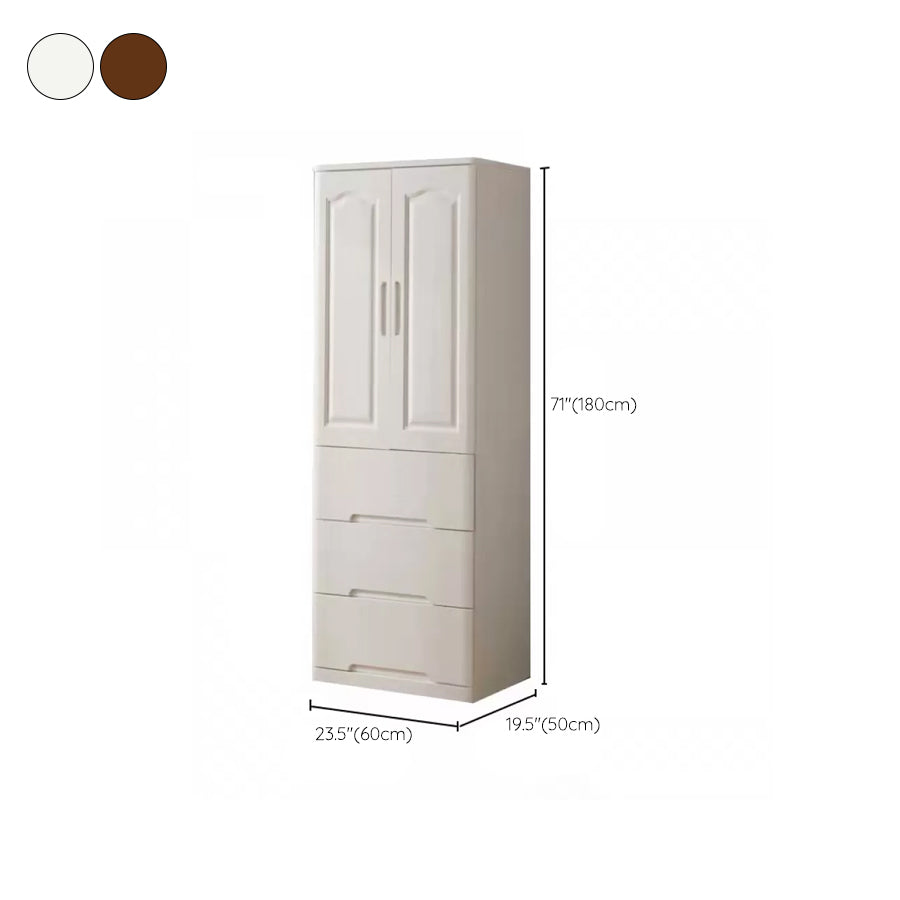 Solid Wood Kid's Wardrobe Matte Wardrobe Armoire with Lower Storage Drawers