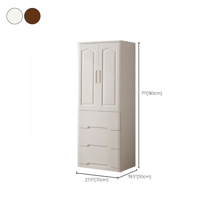 Solid Wood Kid's Wardrobe Matte Wardrobe Armoire with Lower Storage Drawers