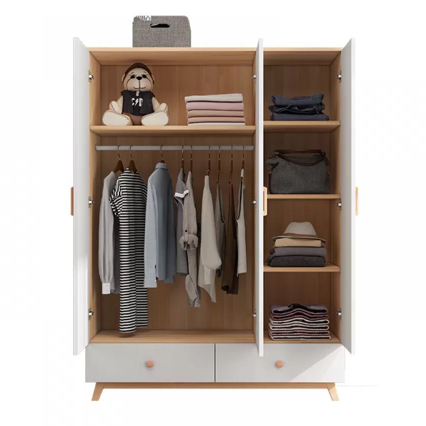 White Modern Kids Closet Wooden Coat Locker with Garment Rod