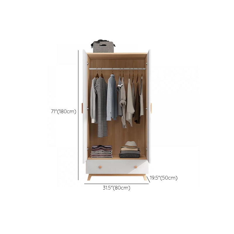 White Modern Kids Closet Wooden Coat Locker with Garment Rod