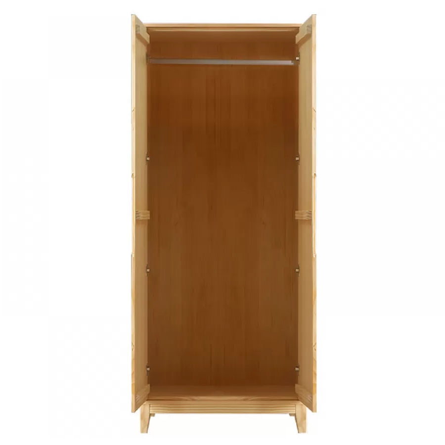 Solid Wood Kid's Wardrobe Light Wood Wardrobe Armoire with Garment Rod