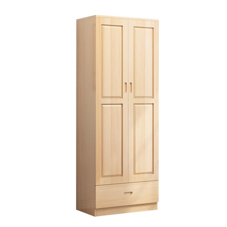 Solid Wood Kid's Wardrobe Light Wood Wardrobe Closet with Garment Rod