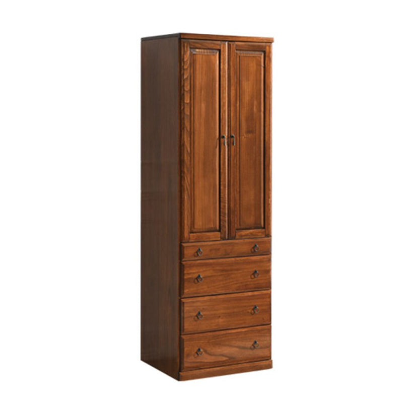 Solid Wood Kid's Wardrobe 2-door Wardrobe Closet with Lower Storage Drawers